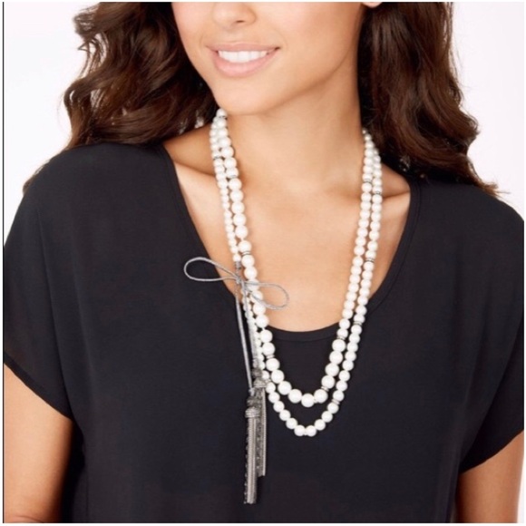 Stella & Dot NWOT faux pearly versatile necklace - long - Picture 5 of 12